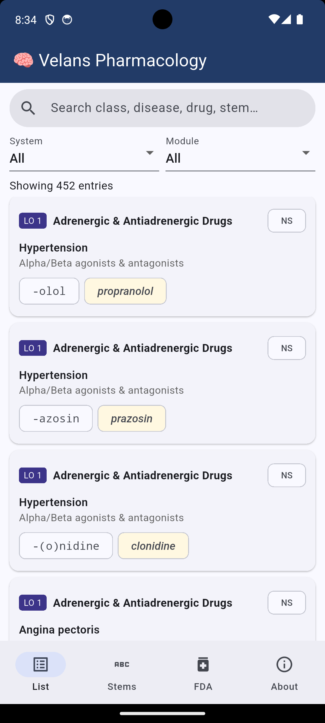 Velans Pharmacology screenshot 1